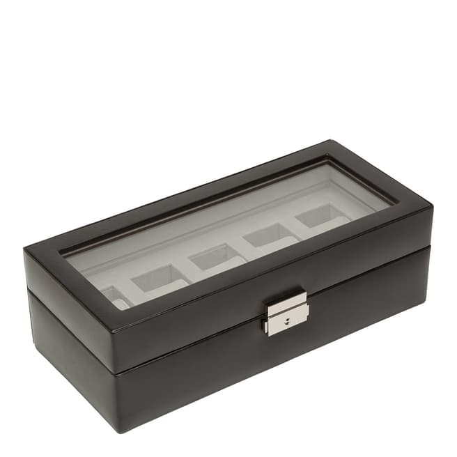 WOLF Black Heritage 5 Piece Watch Box