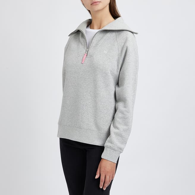 Crew Clothing Grey Half Zip Solid Sweatshirt 