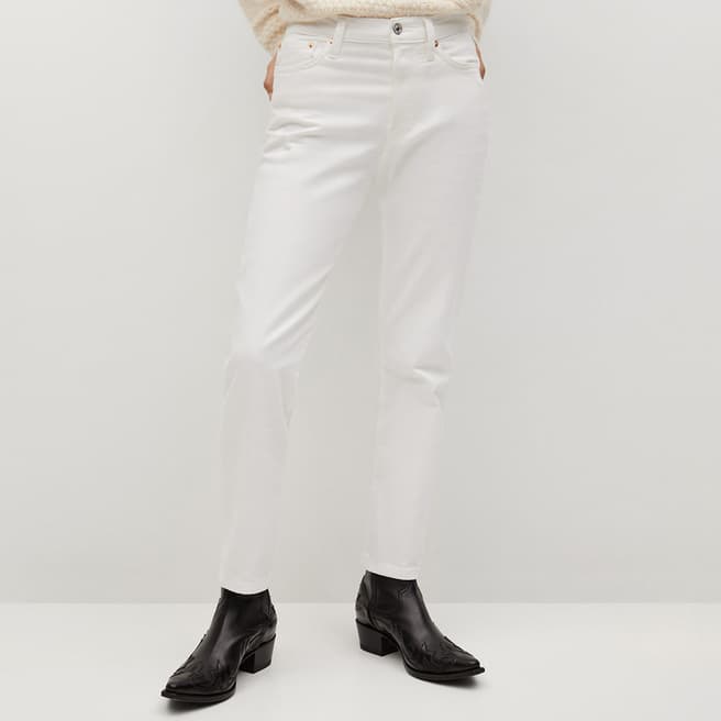 Mango White Straight-Fit Denim Jeans