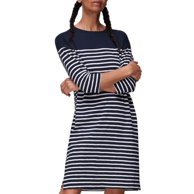 WHISTLES Blue Breton Stripe Pocket Dress