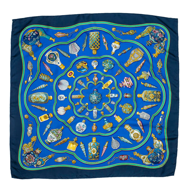 Vintage Hermes Navy Multi Qu Importe Le Flacon Scarf