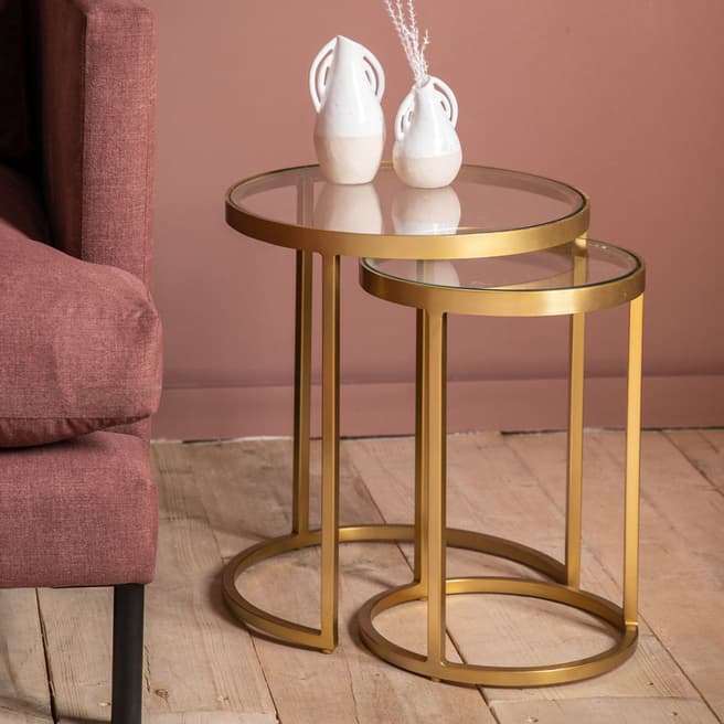 Gallery Living Escalon Nest of 2 Tables, Gold