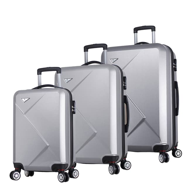 MyValice Grey Set Of 3 Diamond Suitcases