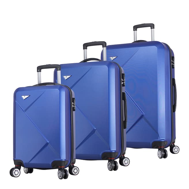 MyValice Blue Set Of 3 Diamond Suitcases