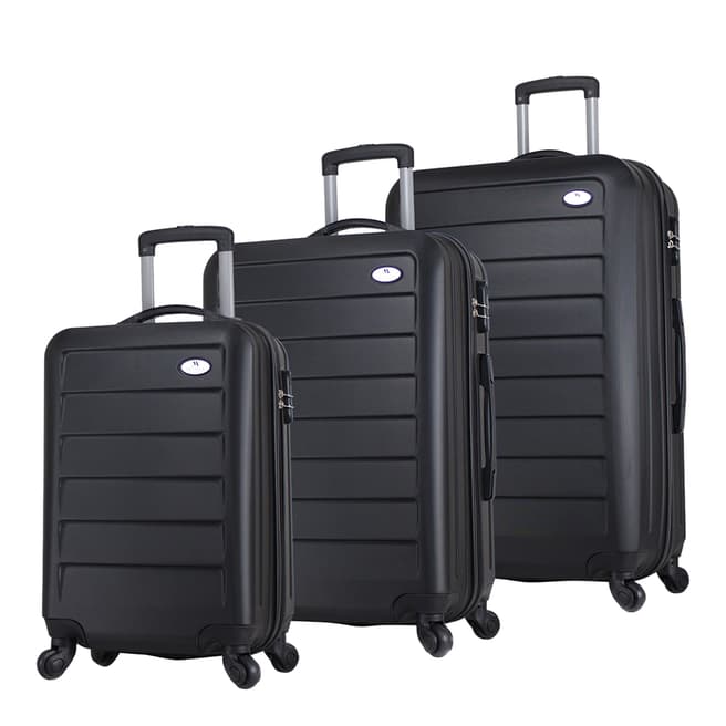 MyValice Black Set Of 3 Ruby Suitcases