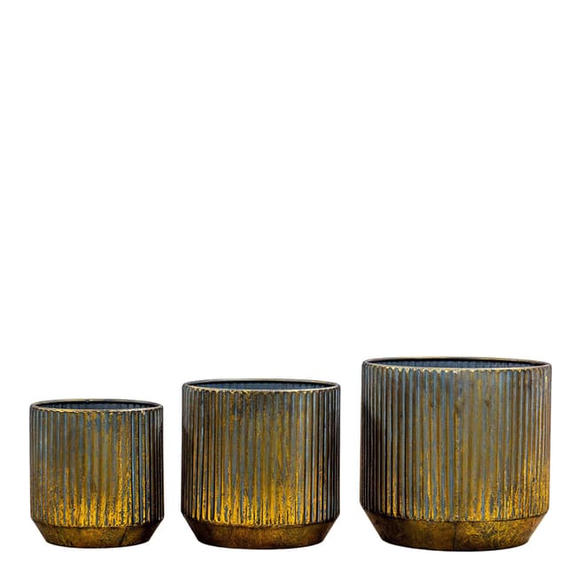 Gallery Living Manea Planter (Set of 3) Verdigris/Bronze