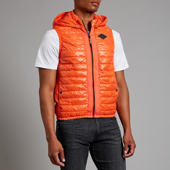 Replay Orange Recycled Nylon Gilet