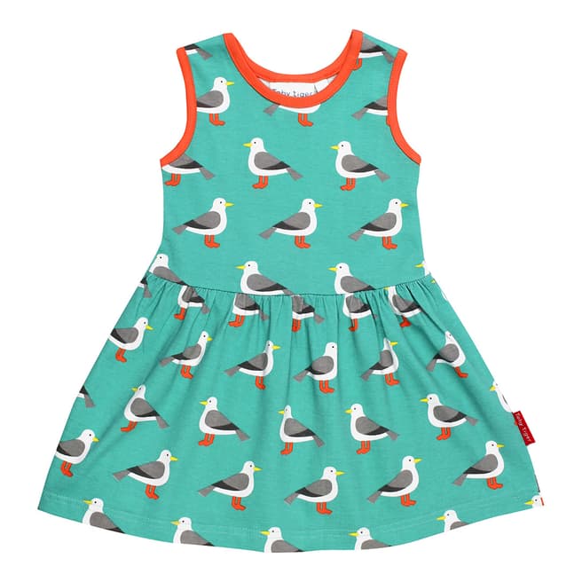 Toby Tiger Organic Teal Seagull Print Summer Dress