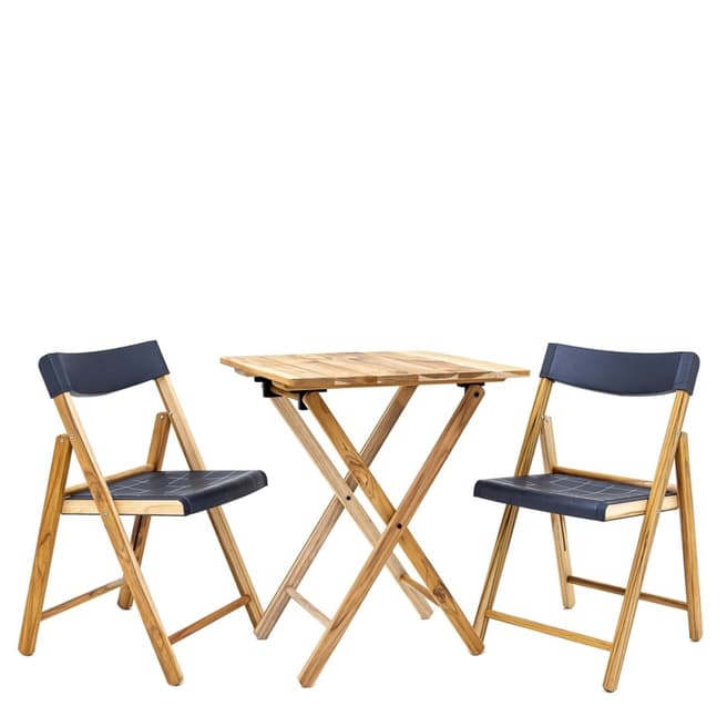 Tramontina 3 Piece Grey Wood Folding Bistro Set