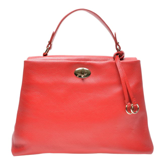 Luisa Vannini Red Leather Top Handle Handbag
