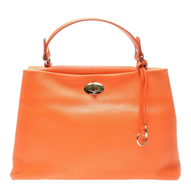 Luisa Vannini Orange Leather Top Handle Handbag