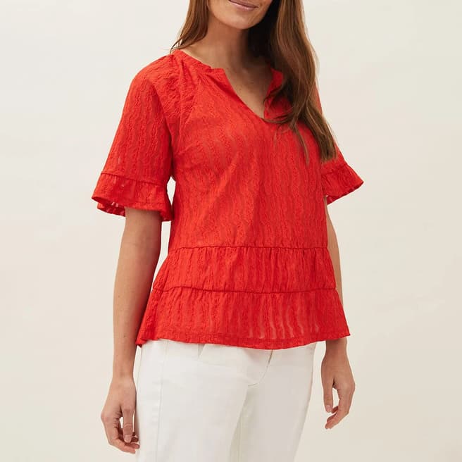 Phase Eight Red Amy Tiered Top