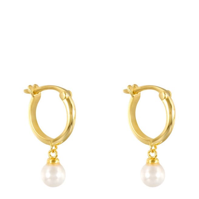 Ma Petite Amie Gold Hoop Pearl Drop Earrings