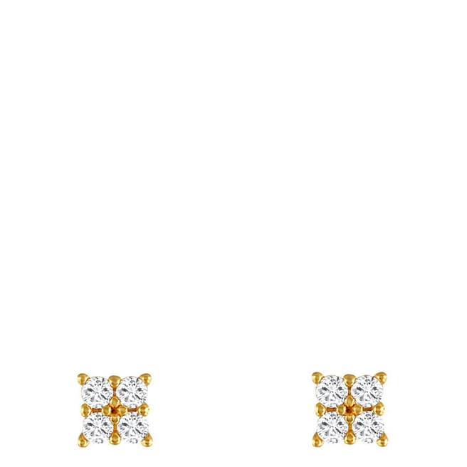 Ma Petite Amie Gold Cystal Square Earrings