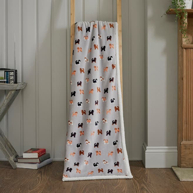 Deyongs Doodle Dog 140x180cm Throw, Grey