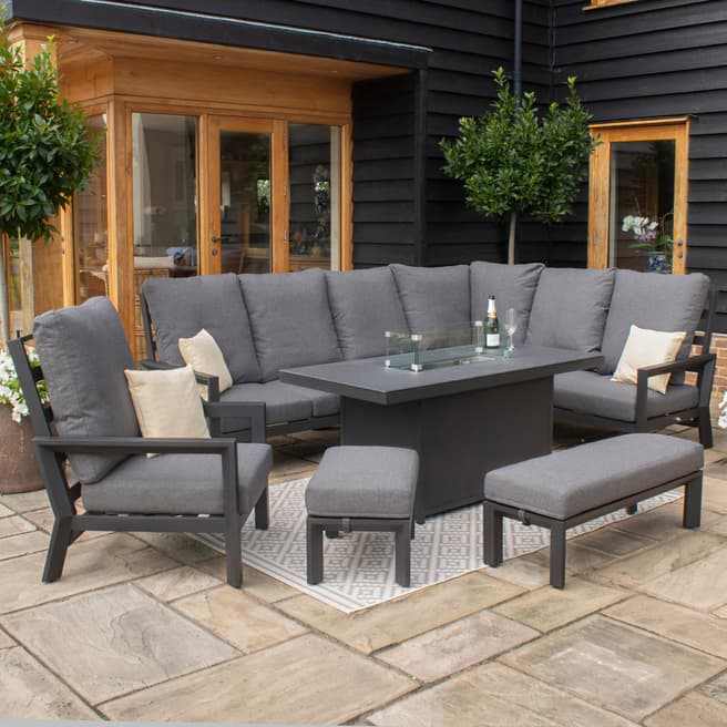 Maze SAVE  £650 - SAVE £650, Manhattan Reclining Corner Dining Set with Fire Pit Table & Armchair