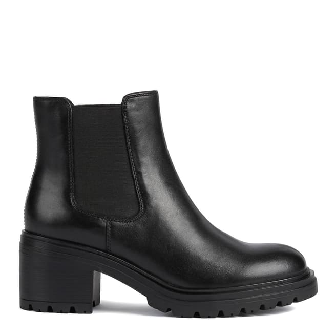 Geox Black D Damiana Leather Heeled Boot