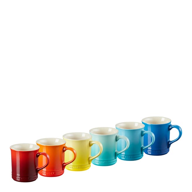 Le Creuset Set of 6 Rainbow Mugs, 400ml