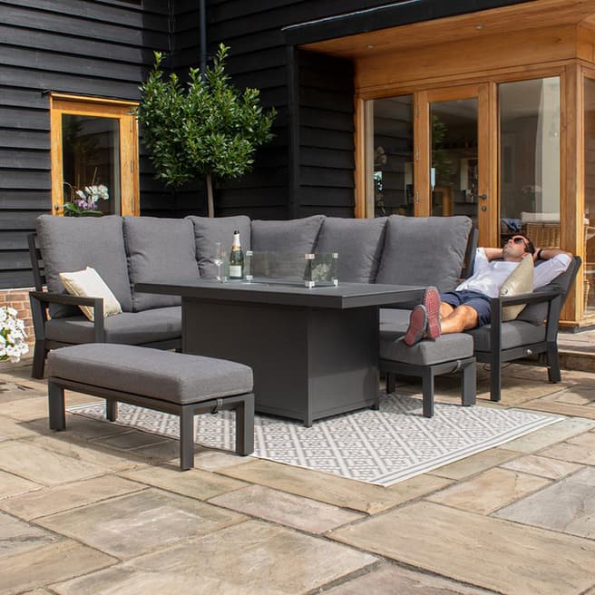 Maze SAVE  £764 - SAVE £610, Manhattan Reclining Corner Dining Set with Fire Pit Table