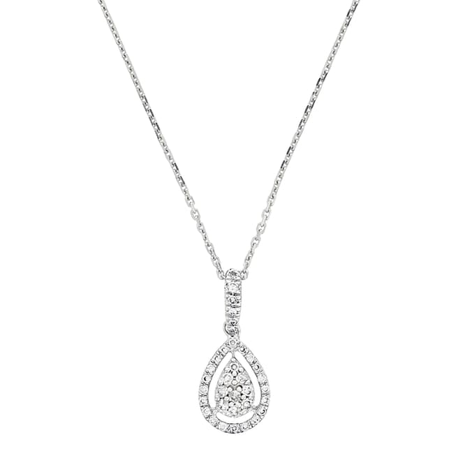 Paris Vendôme Silver Diamond Pear Drop Pendant Necklace