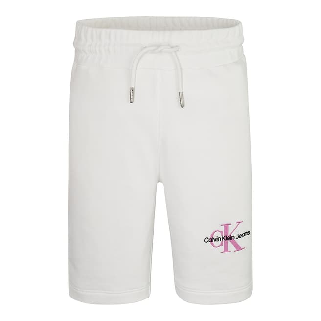 Calvin Klein Girl's White Drawstring Waist Cotton Shorts