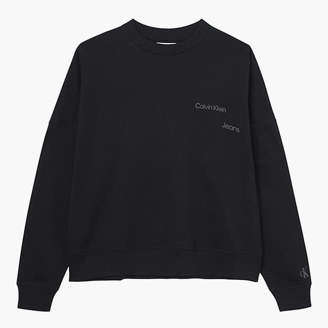 Calvin Klein Boy's Black Small Logo Cotton Blend Sweatshirt