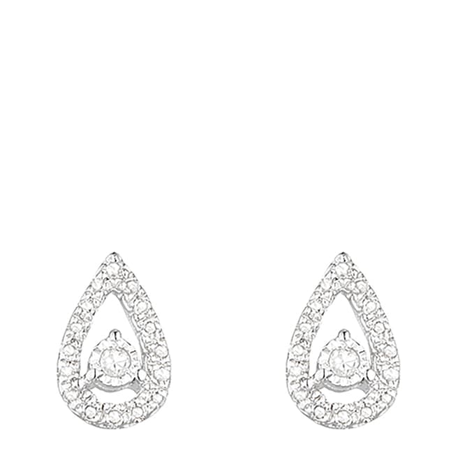 Artisan Joaillier Silver Diamond Embellished Tear Drop Stud Earrings