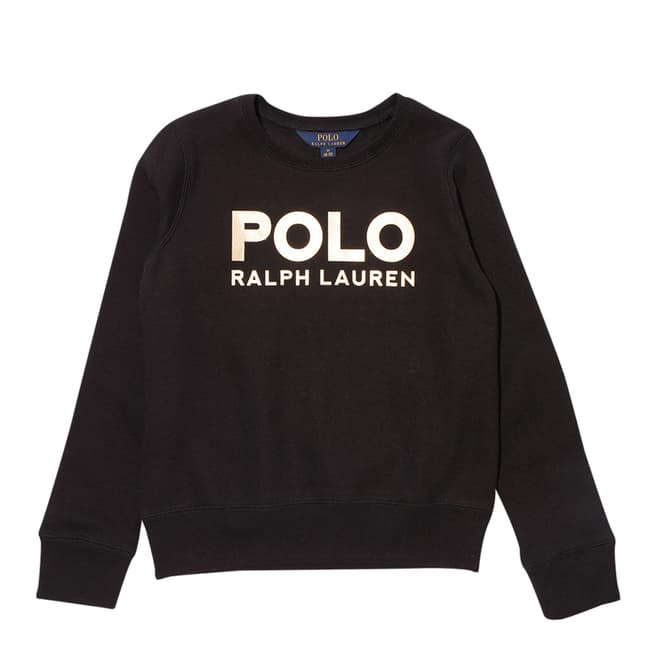 Polo Ralph Lauren Older Girl's Black Logo Cotton Blend Sweatshirt