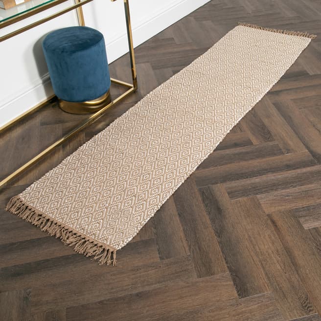 Native Home & Lifestyle Geometric Jute & Cotton Runner Rug 60x230cm