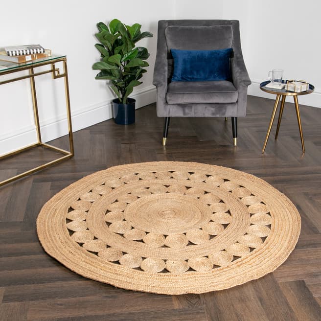 Native Home & Lifestyle Circle Pattern Round Jute Rug 150cm