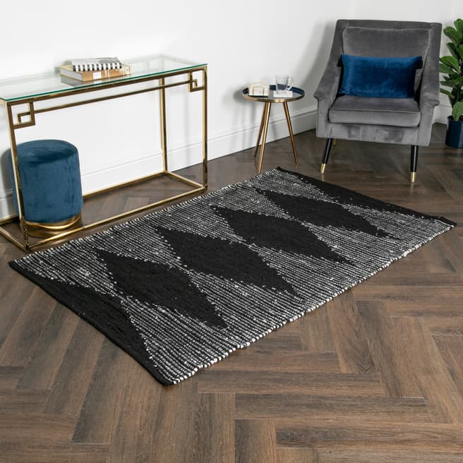 Native Home & Lifestyle Lea Diamond Leather & Cotton Rug 120x180cm