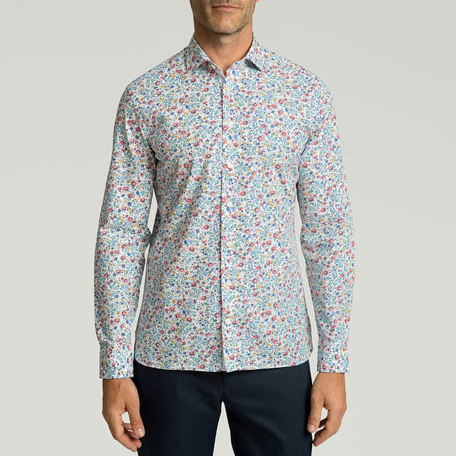 Hackett London White Floral Print Cotton Shirt