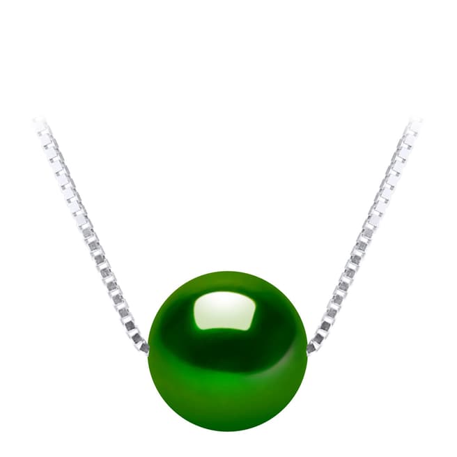 Atelier Pearls Silver/Green Malachite Real Cultured Freshwater Pearl Necklace