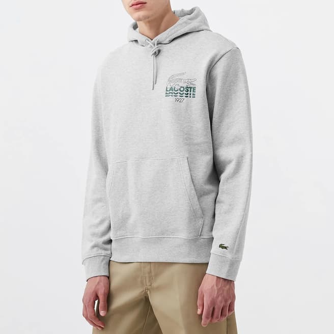 Lacoste Grey Cotton Branded Hoodie