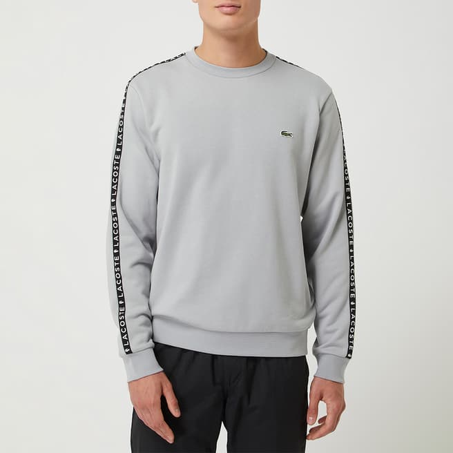 Lacoste Grey Logo Taping Cotton Blend Sweatshirt