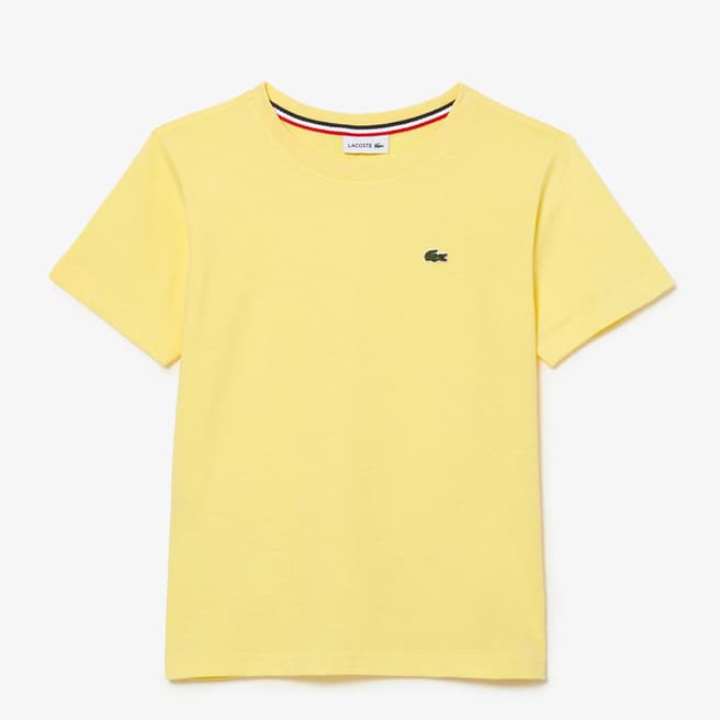 Lacoste Teen's Yellow Embroidered Crew Neck T-Shirt