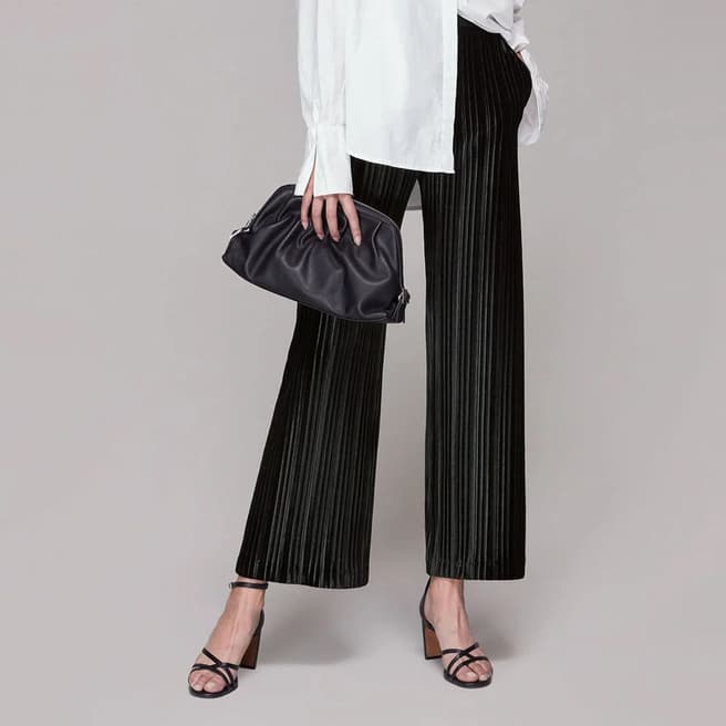 WHISTLES Black Sarai Pleated Trousers