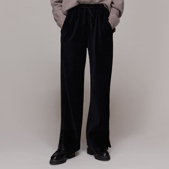 WHISTLES Navy Millie Wide Leg Trousers