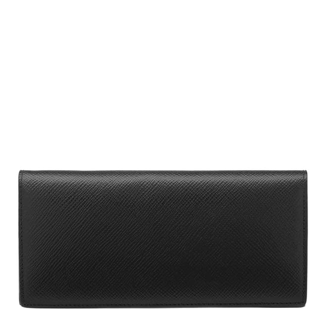 Smythson Black Panama Slim Coat Wallet with Coin Pocket