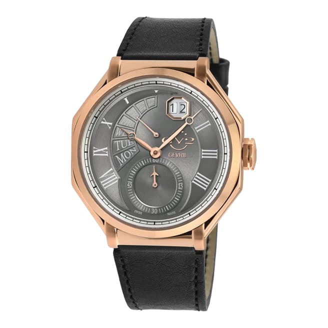 Gevril Men's Rose Gold/Black Gv2 Marchese Watch 44mm