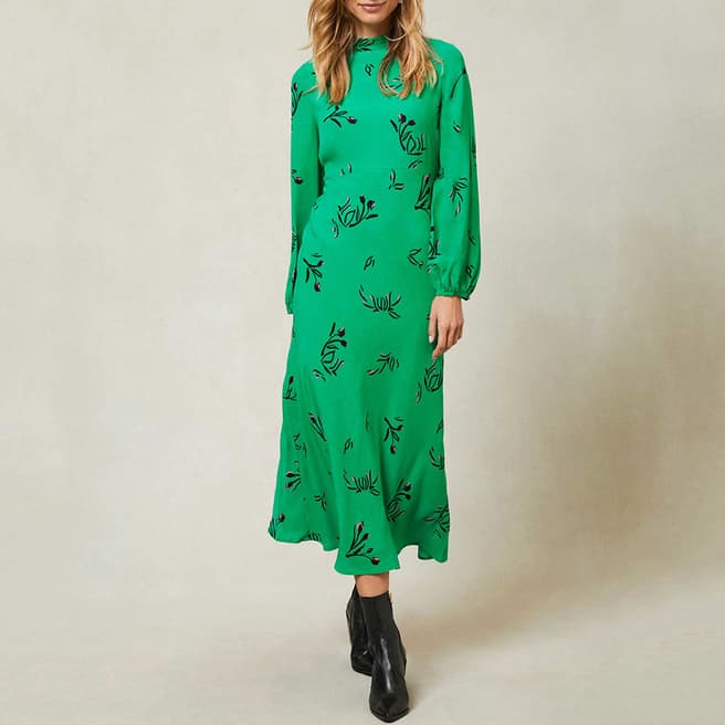 Mint Velvet Green Kylie Print Midi Dress