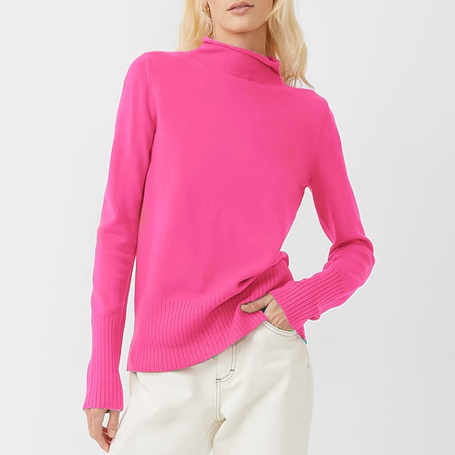 French Connection Bright Pink Turtle Neck Jumper