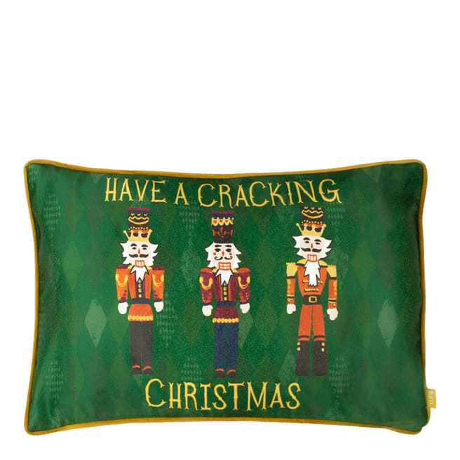 Furn Nutcracker Cracking Christmas 30x50cm Cushion, Green