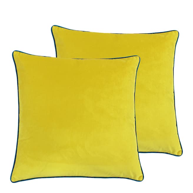 RIVA home Pack of 2 Meridian 55x55cm Cushions, Yellow/Teal