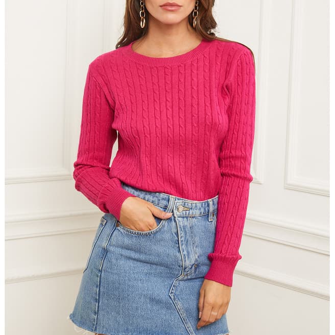 SOFT CASHMERE Pink Ribbed Crew Neck Cashmere Blend Jumper