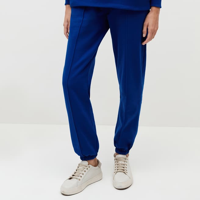 STEFANEL Royal Blue Tapered Leg Cotton Blend Joggers