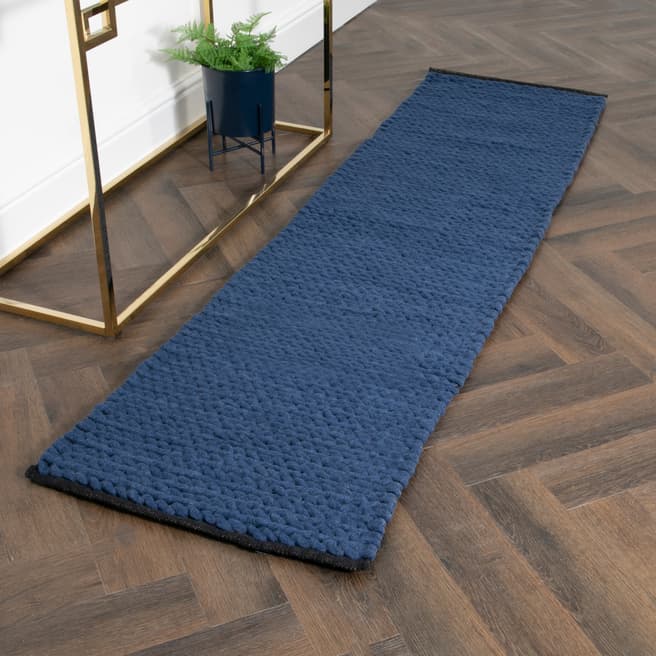 Native Home & Lifestyle Knitted Runner Wool Rug 60x230cm, Navy