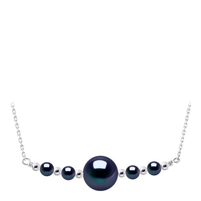 Mitzuko Black Tahiti Style/Silver Real Cultured Freshwater Pearl Necklace