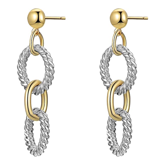 Chloe Collection by Liv Oliver 18K Gold Two Tone Chain Drop Earrings