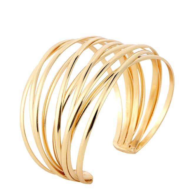 Chloe Collection by Liv Oliver 18K Gold Criss Cross Cuff Bangle